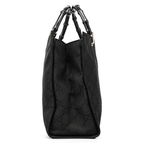 002 1010 Black GG Bamboo Tote bag
