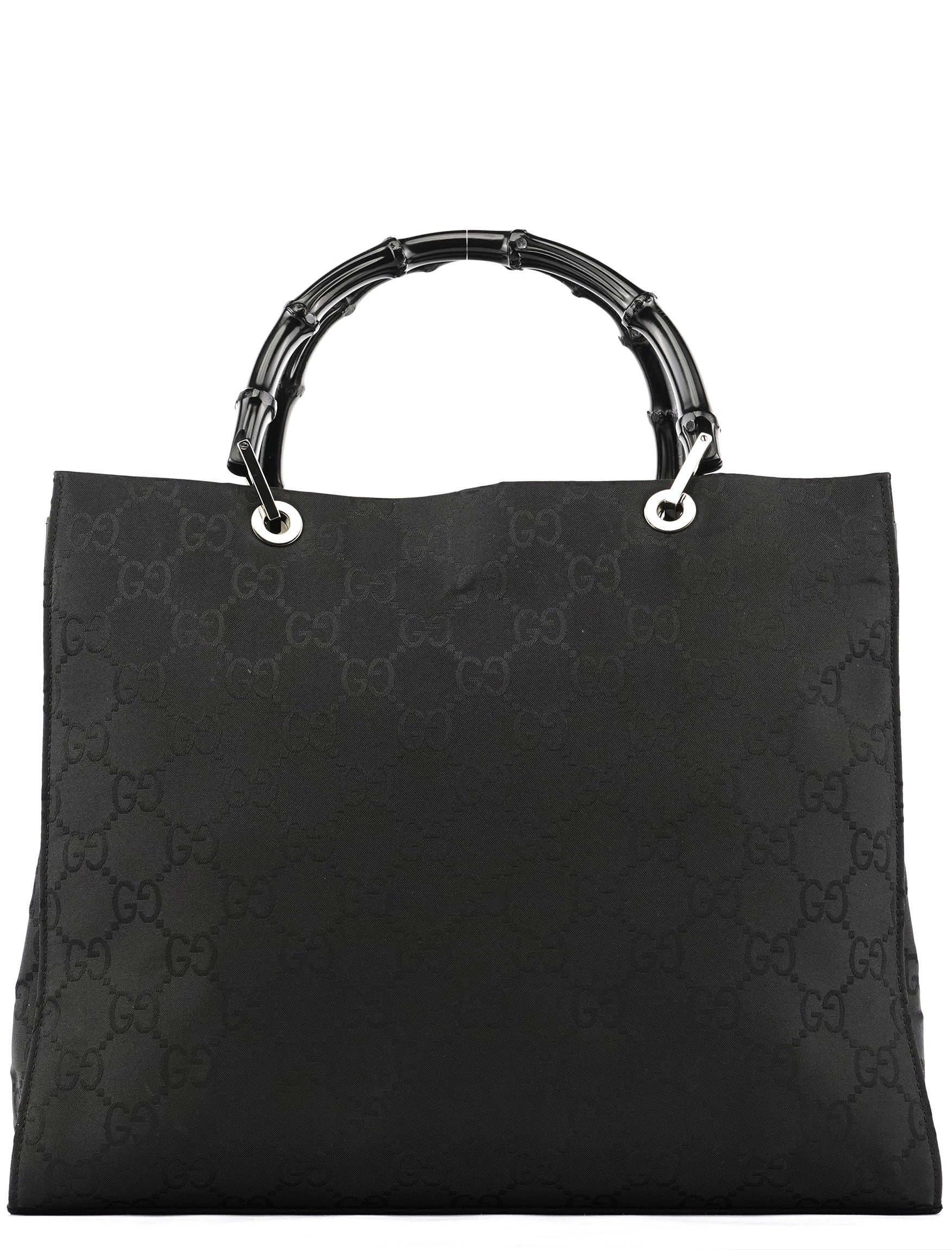 002 1010 Black GG Bamboo Tote bag