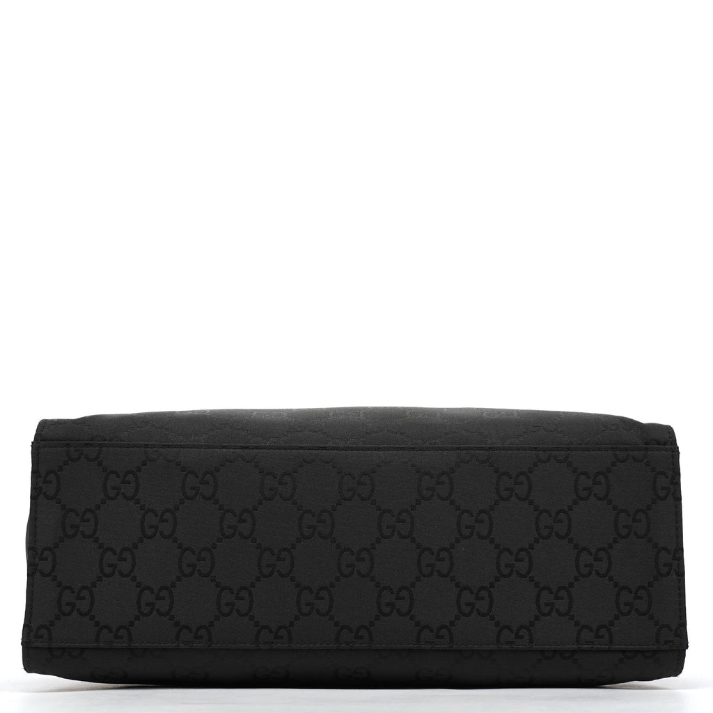 002 1010 Black GG Bamboo Tote Bag