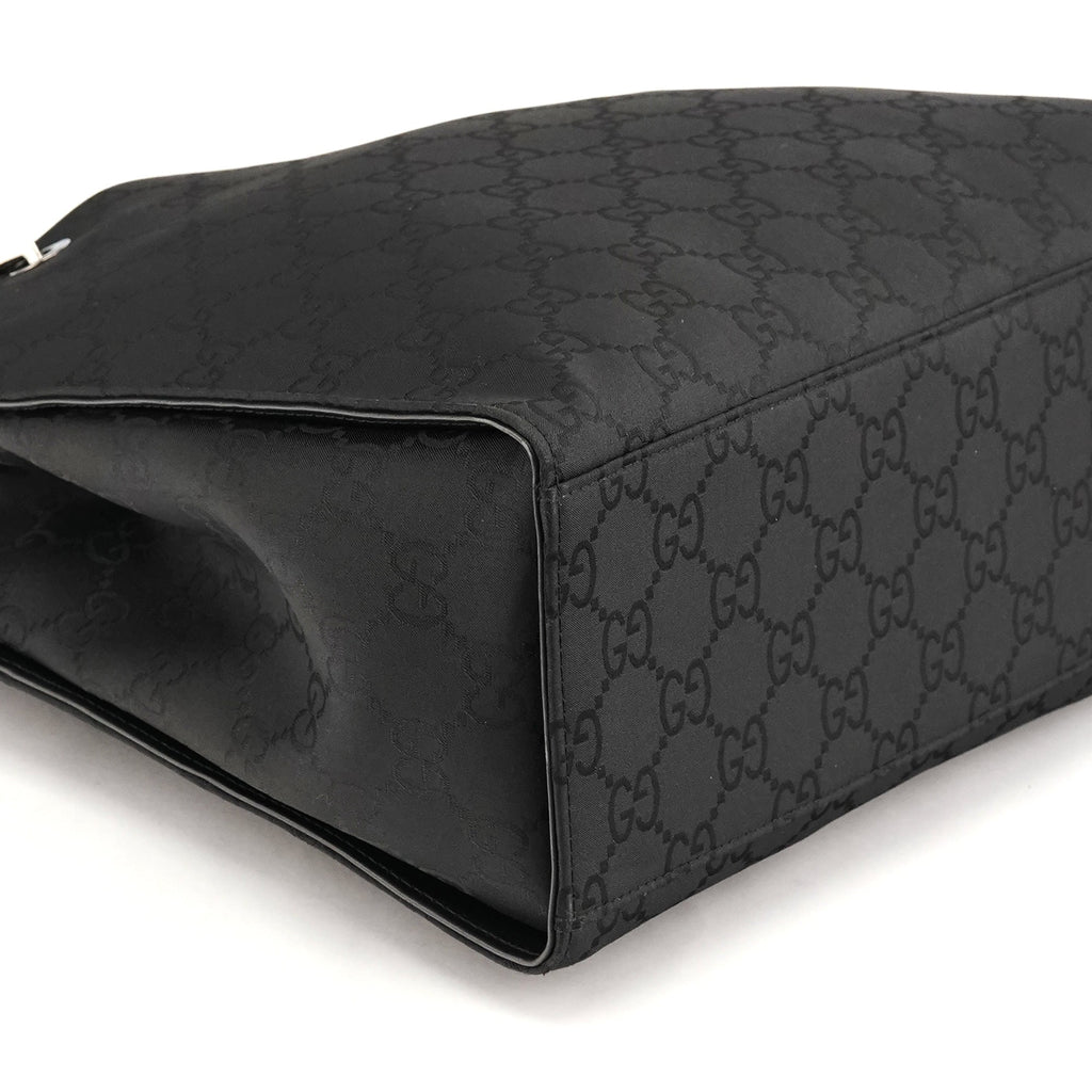 002 1010 Black GG Bamboo Tote Bag