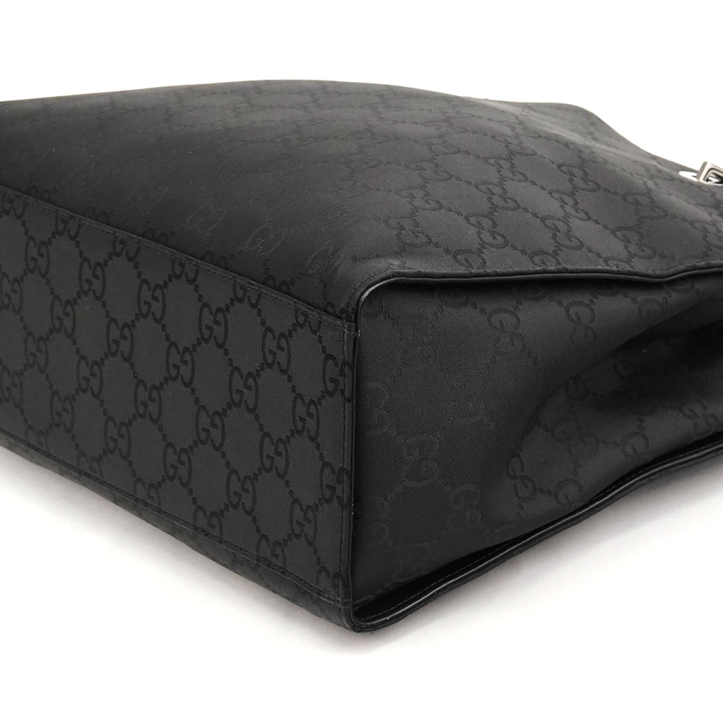 002 1010 Black GG Bamboo Tote Bag