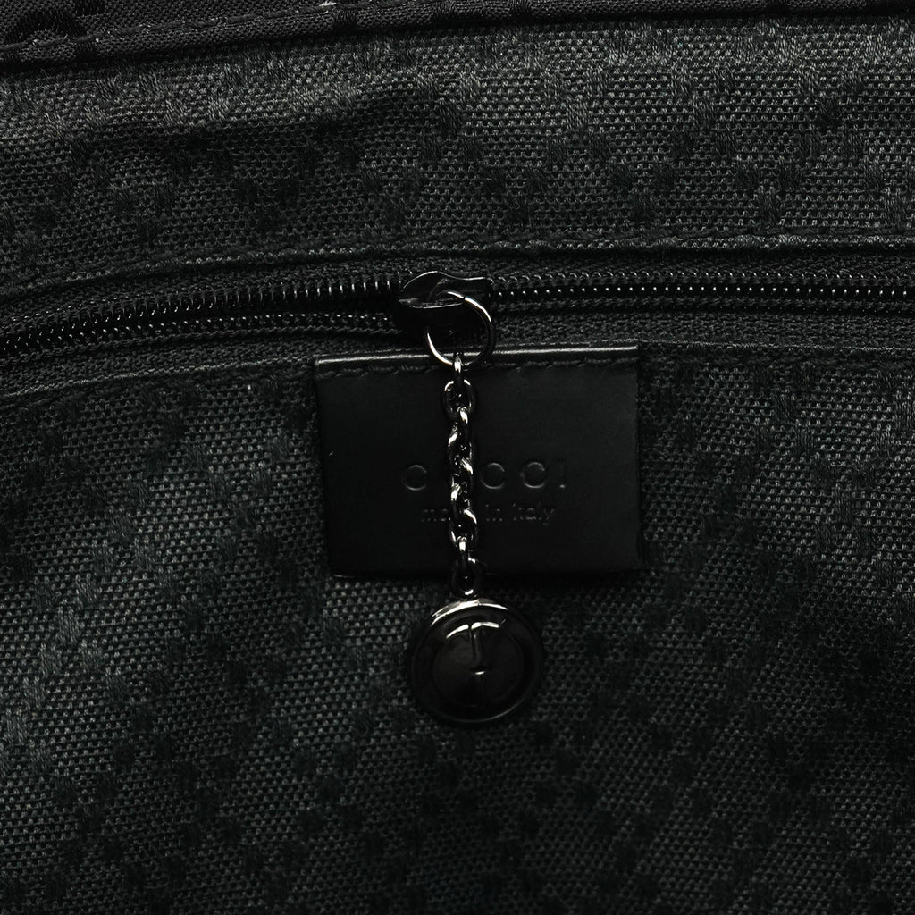 002 1010 Black GG Bamboo Tote Bag