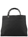 002 1010 Black GG Bamboo Tote Bag