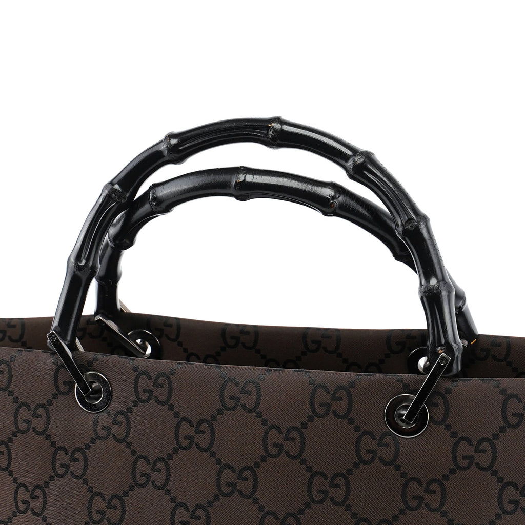 002 1010 Brown GG Bamboo Tote Bag