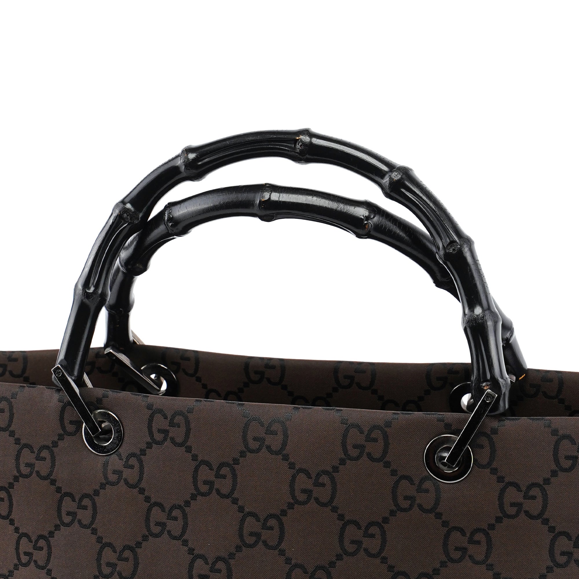 002 1010 Brown GG Bamboo Tote Bag