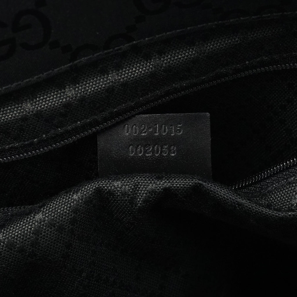 002 1015 Black GG Bamboo Tote Bag