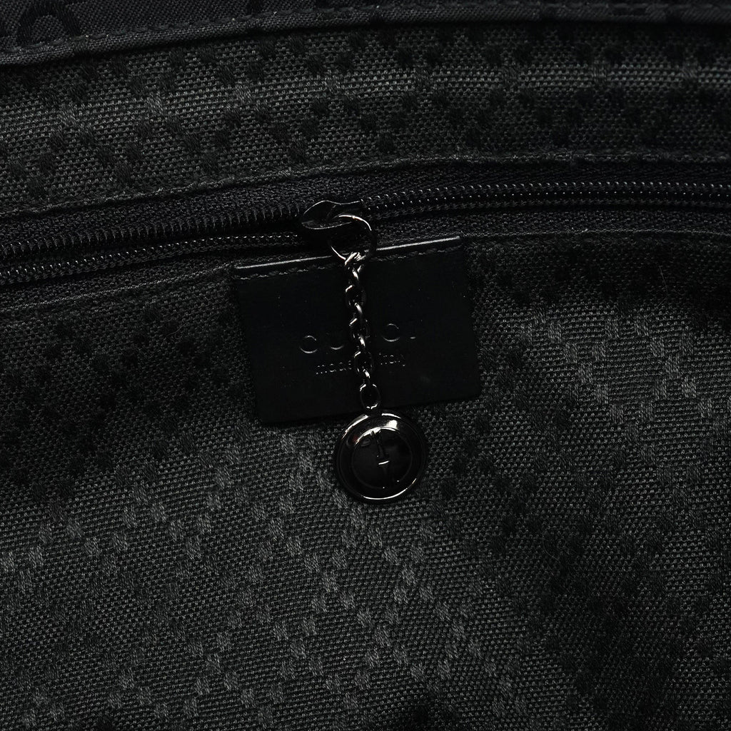 002 1015 Black GG Bamboo Tote Bag