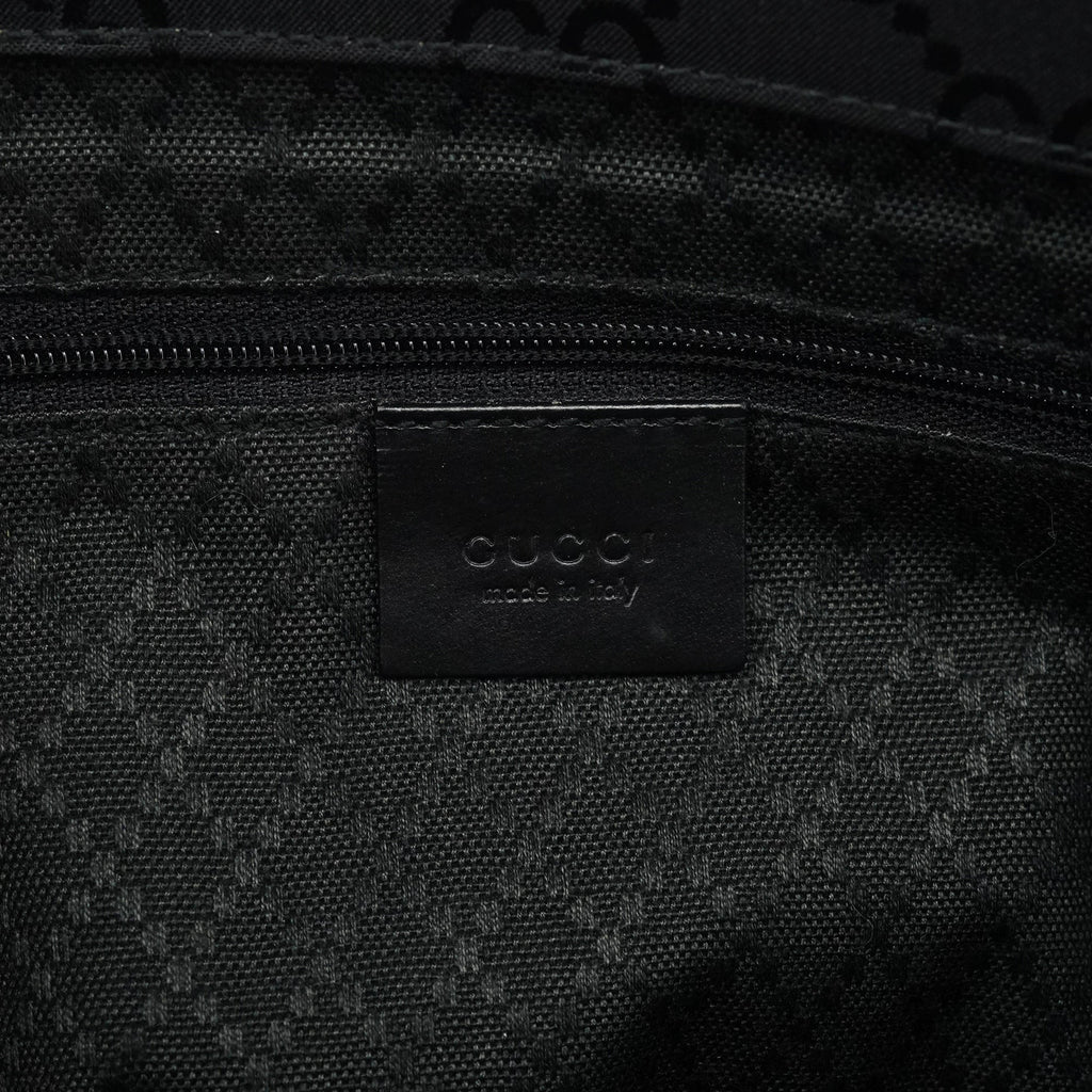 002 1015 Black GG Bamboo Tote Bag