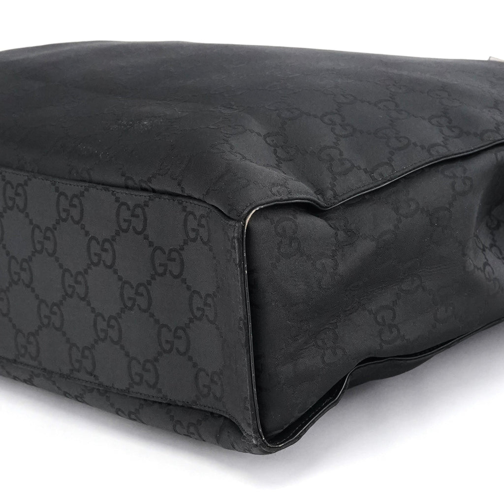 002 1015 Black GG Bamboo Tote Bag