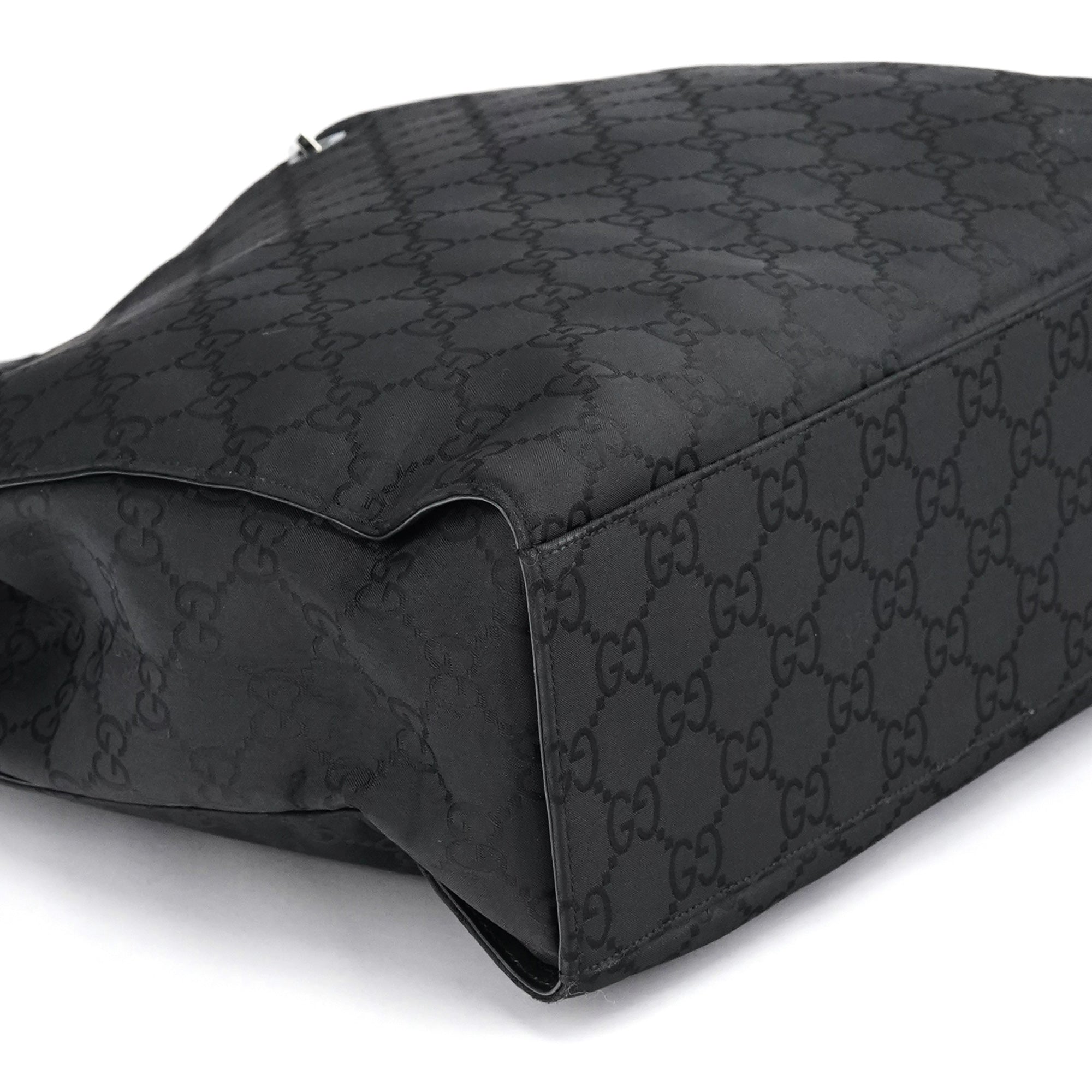 002 1015 Black GG Bamboo Tote Bag