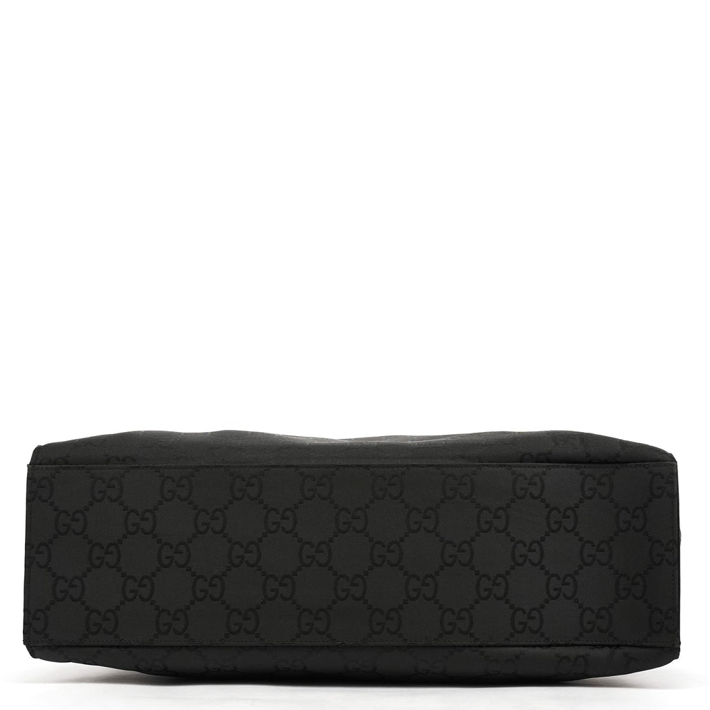 002 1015 Black GG Bamboo Tote Bag