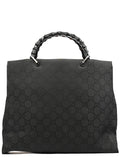 002 1015 Black GG Bamboo Tote Bag