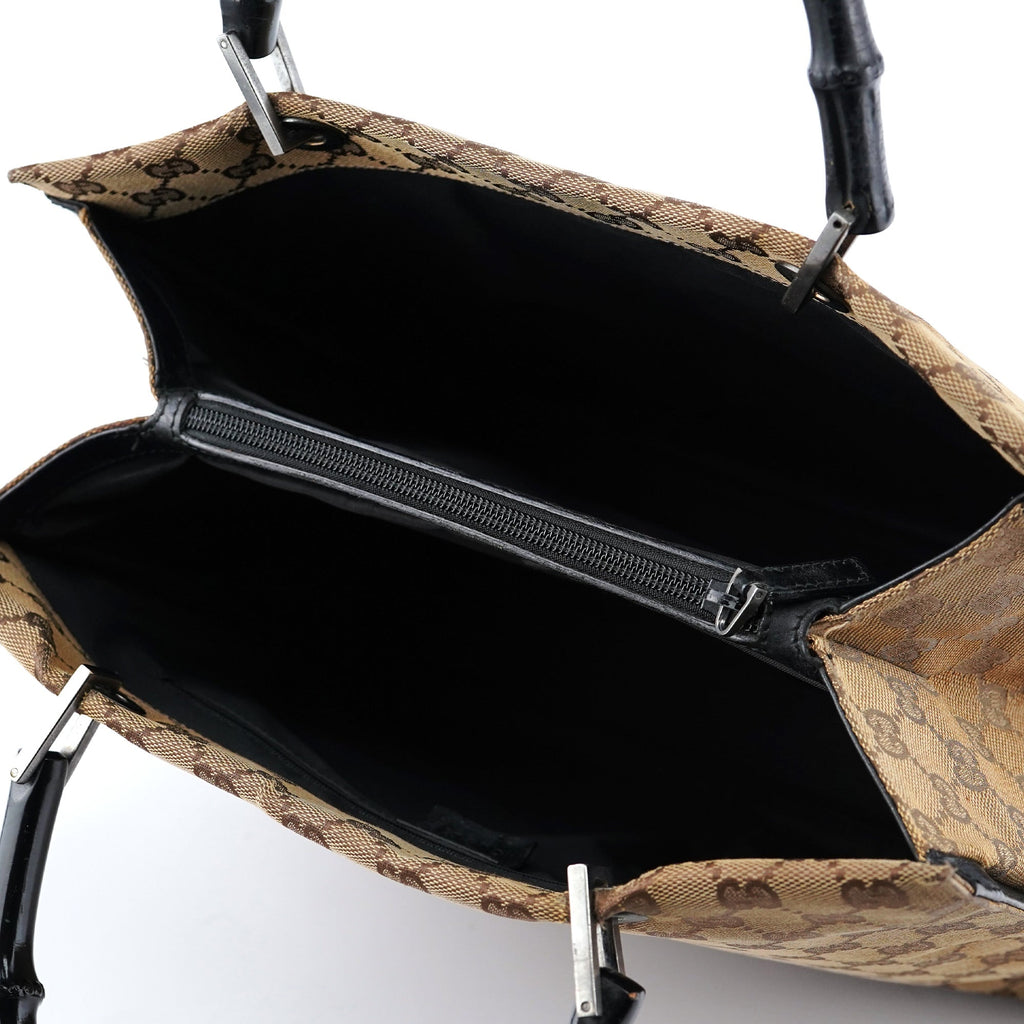 002 1016 Beige GG Bamboo Tote Bag