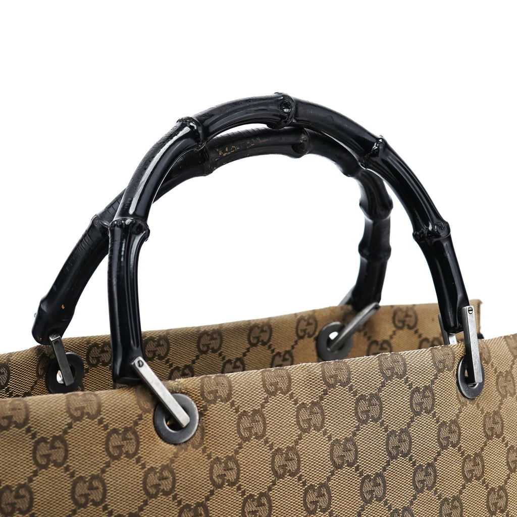 002 1016 Beige GG Bamboo Tote Bag