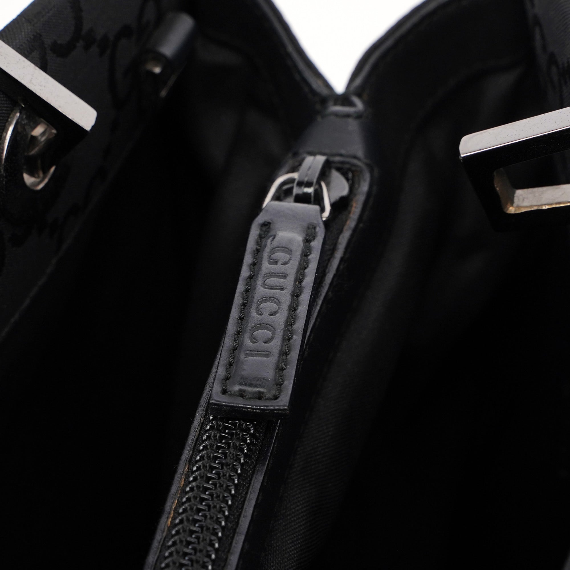 002 1016 Black GG Bamboo Tote