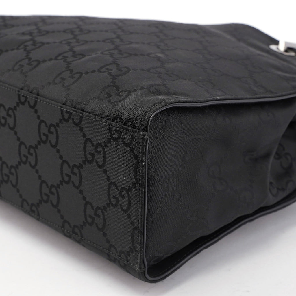002 1016 Black GG Bamboo Tote