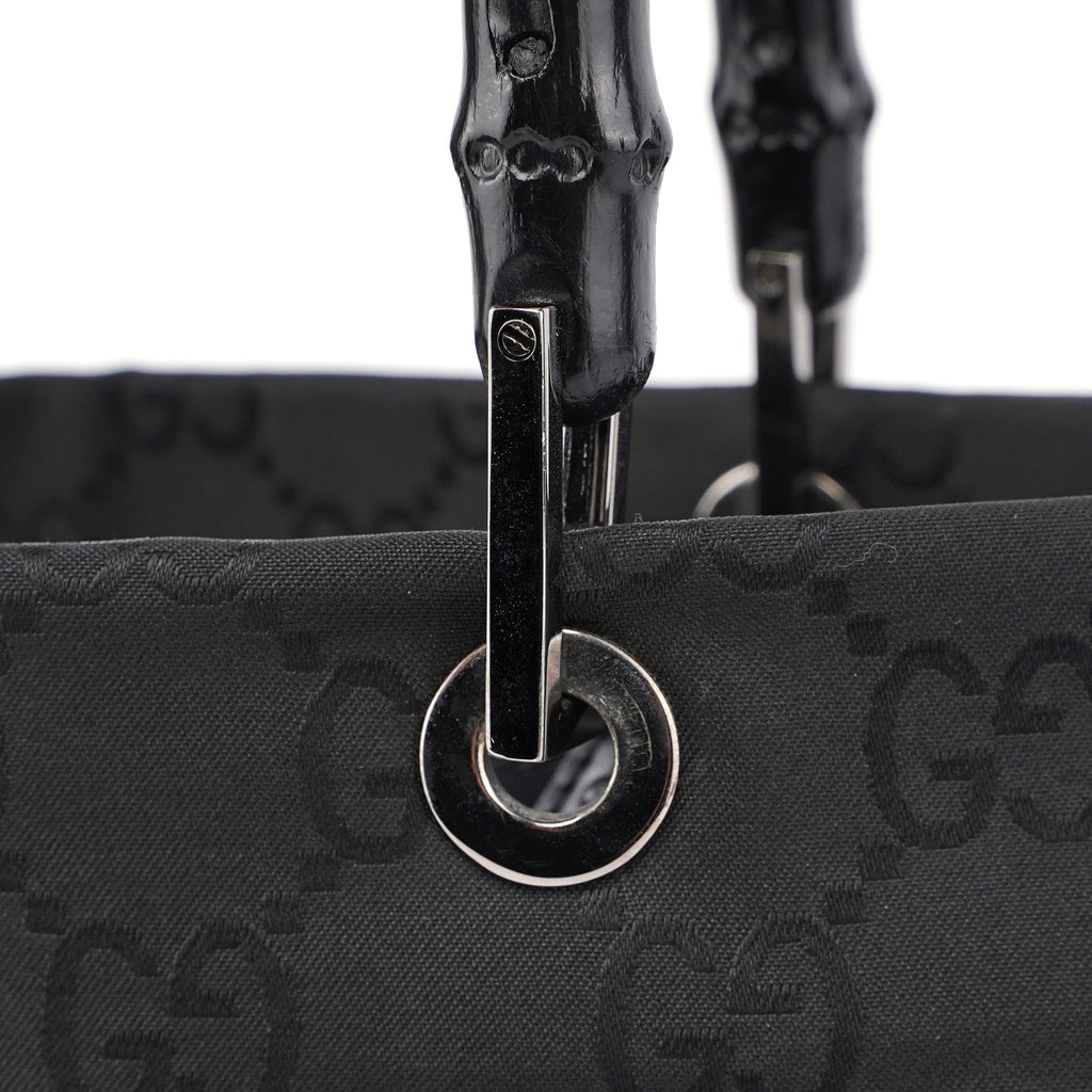 002 1016 Black GG Bamboo Tote