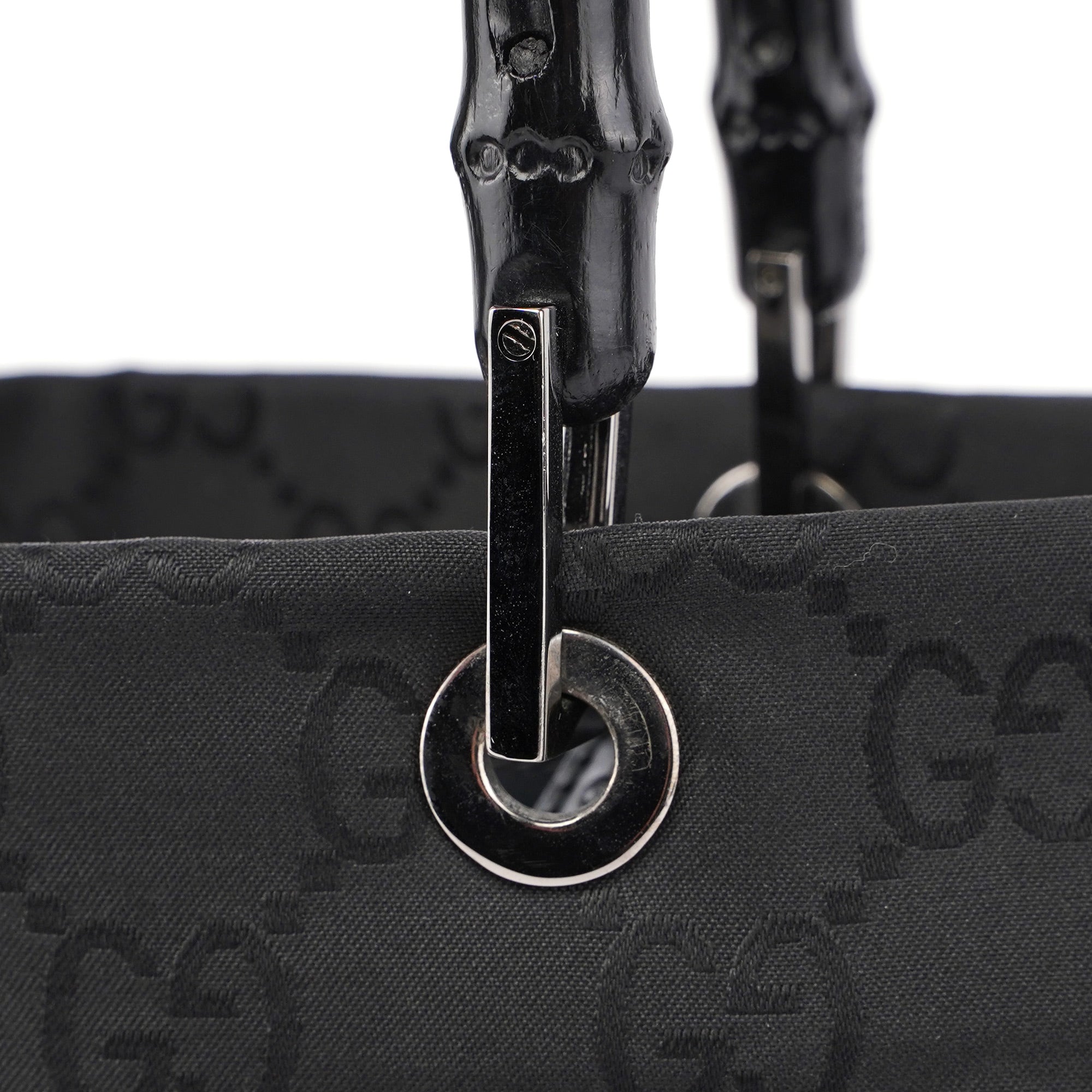 002 1016 Black GG Bamboo Tote