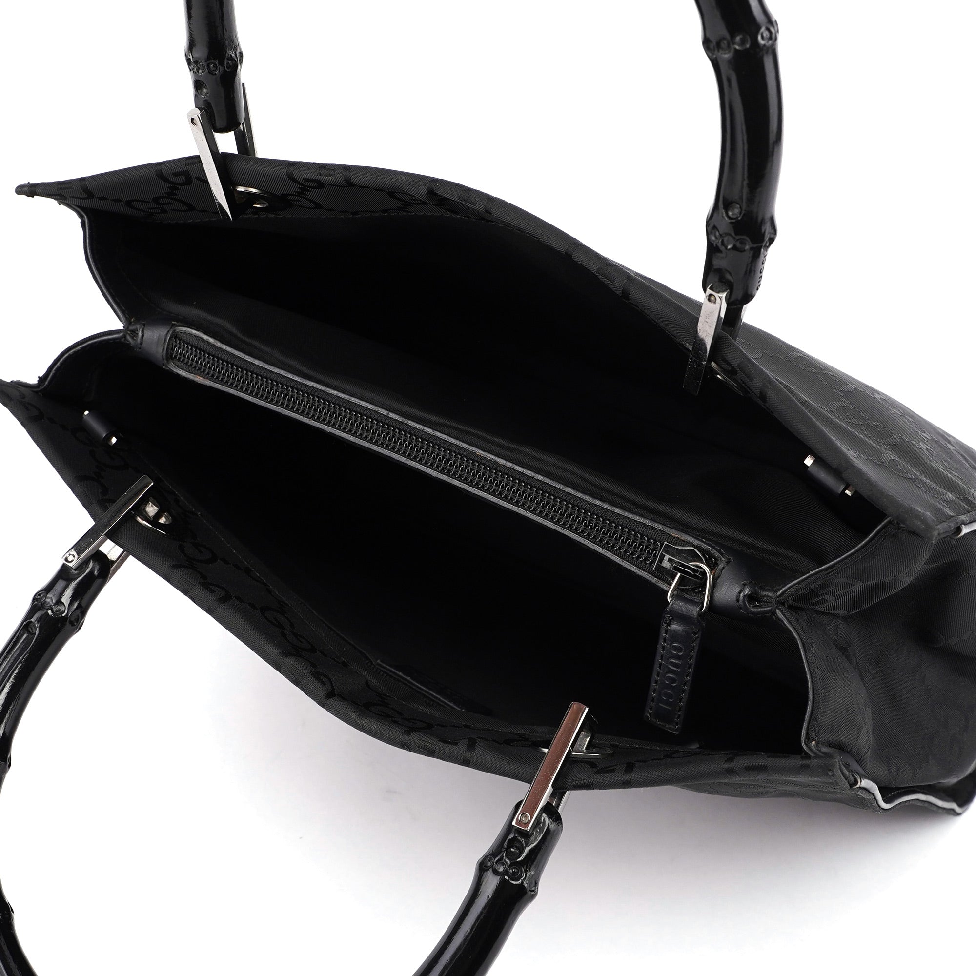 002 1016 Black GG Bamboo Tote