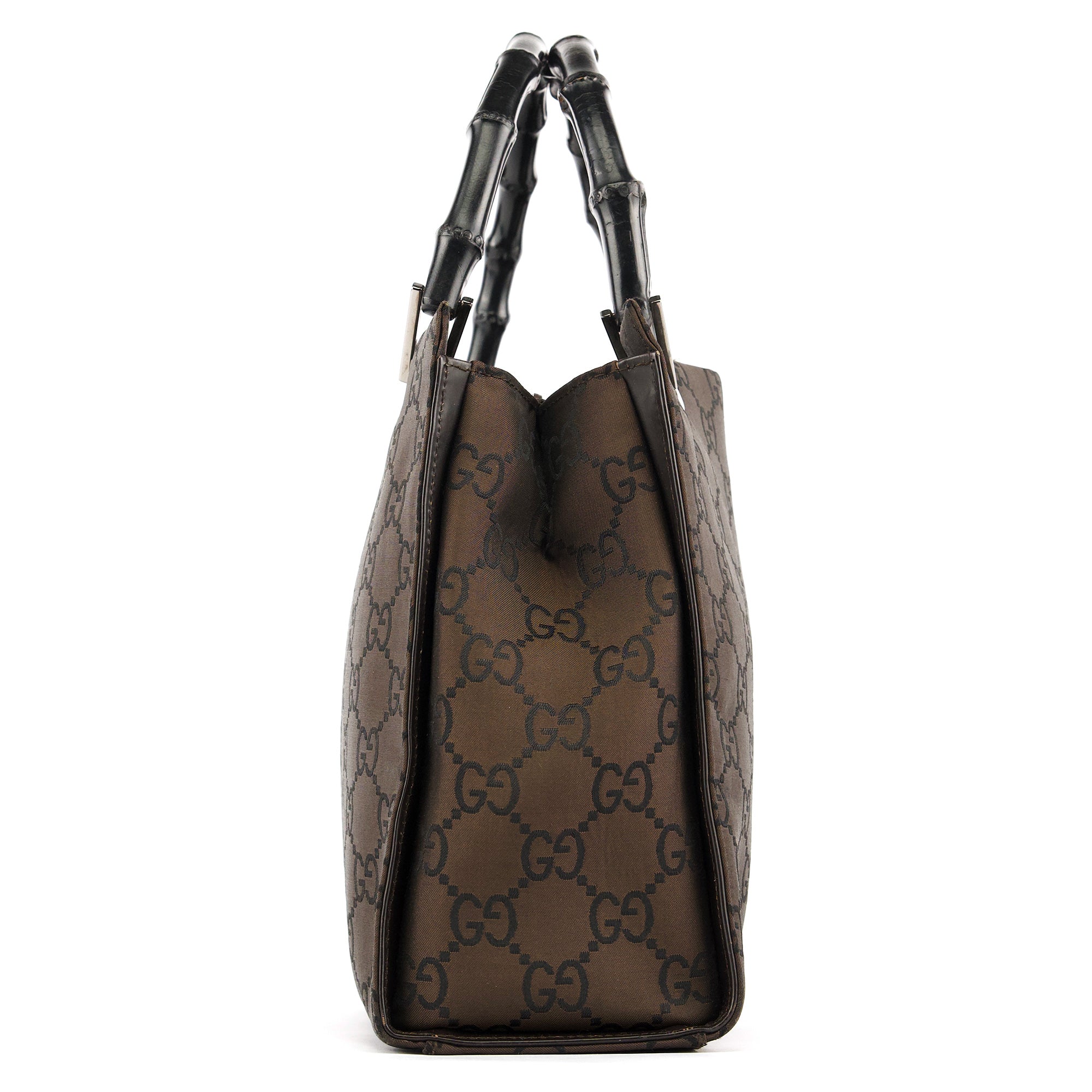 002 1016 Brown GG Bamboo Tote Bag