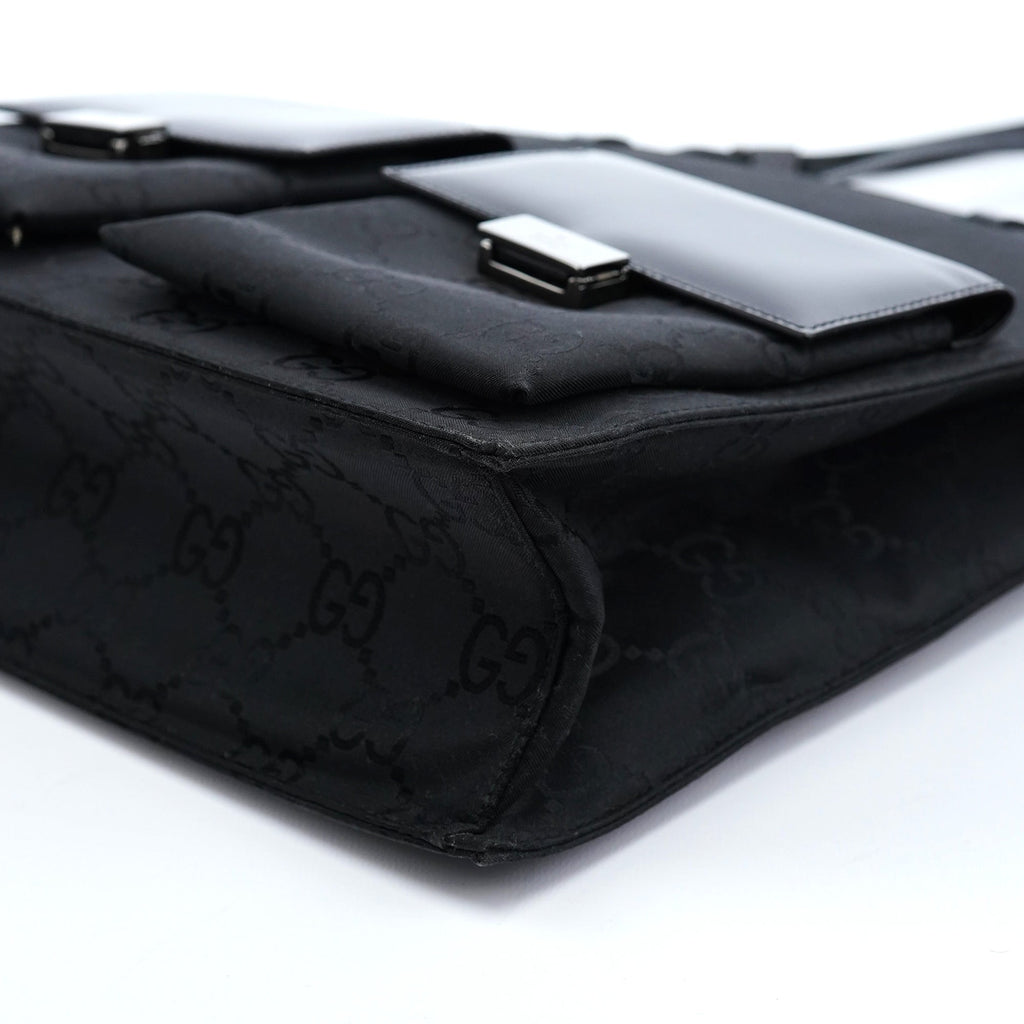 002 1021 Black GG Dual Pocket Tote Bag