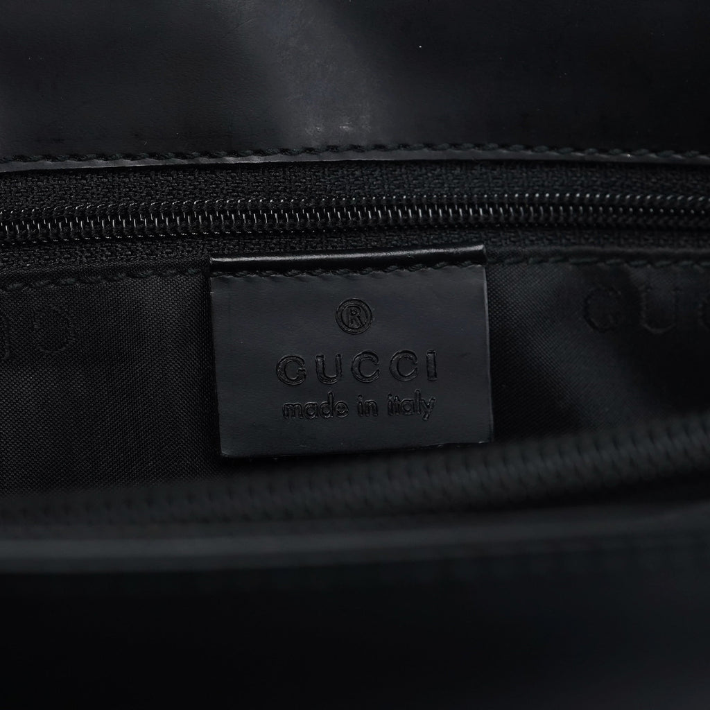 002 1021 Matte Black Leather Dual Pocket Tote Bag