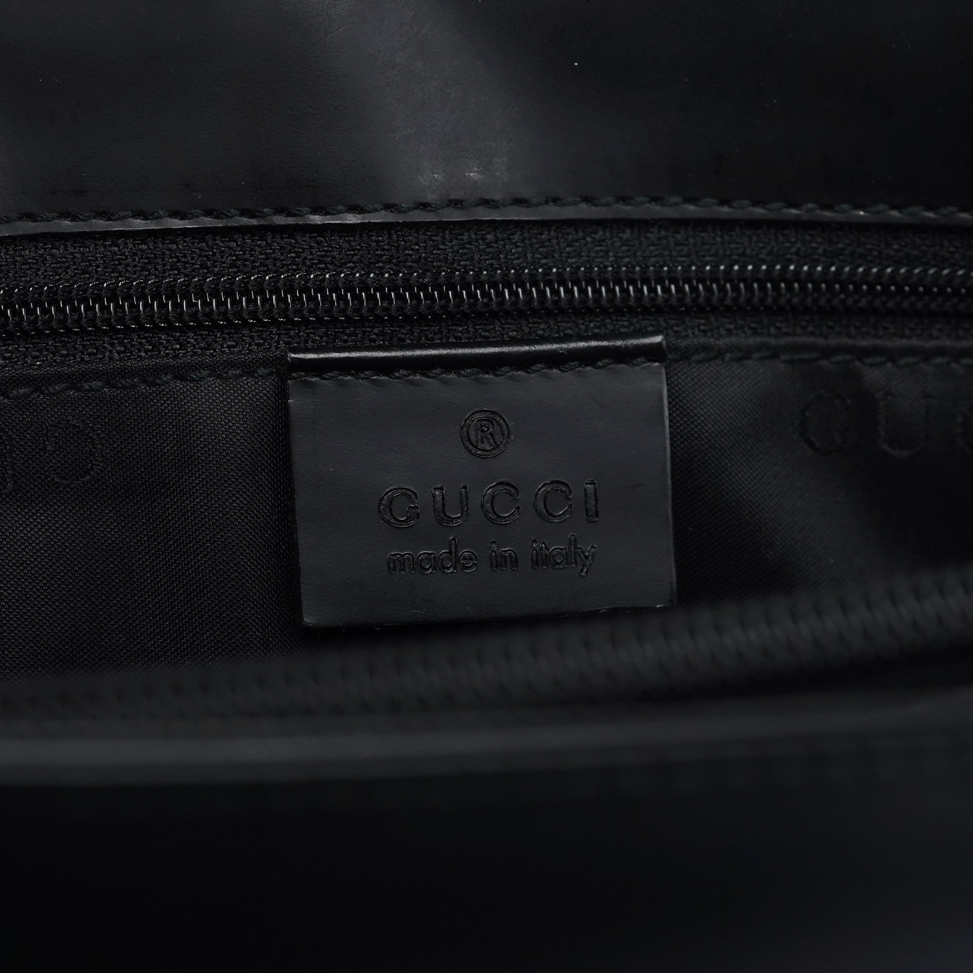 002 1021 Matte Black Leather Dual Pocket Tote Bag