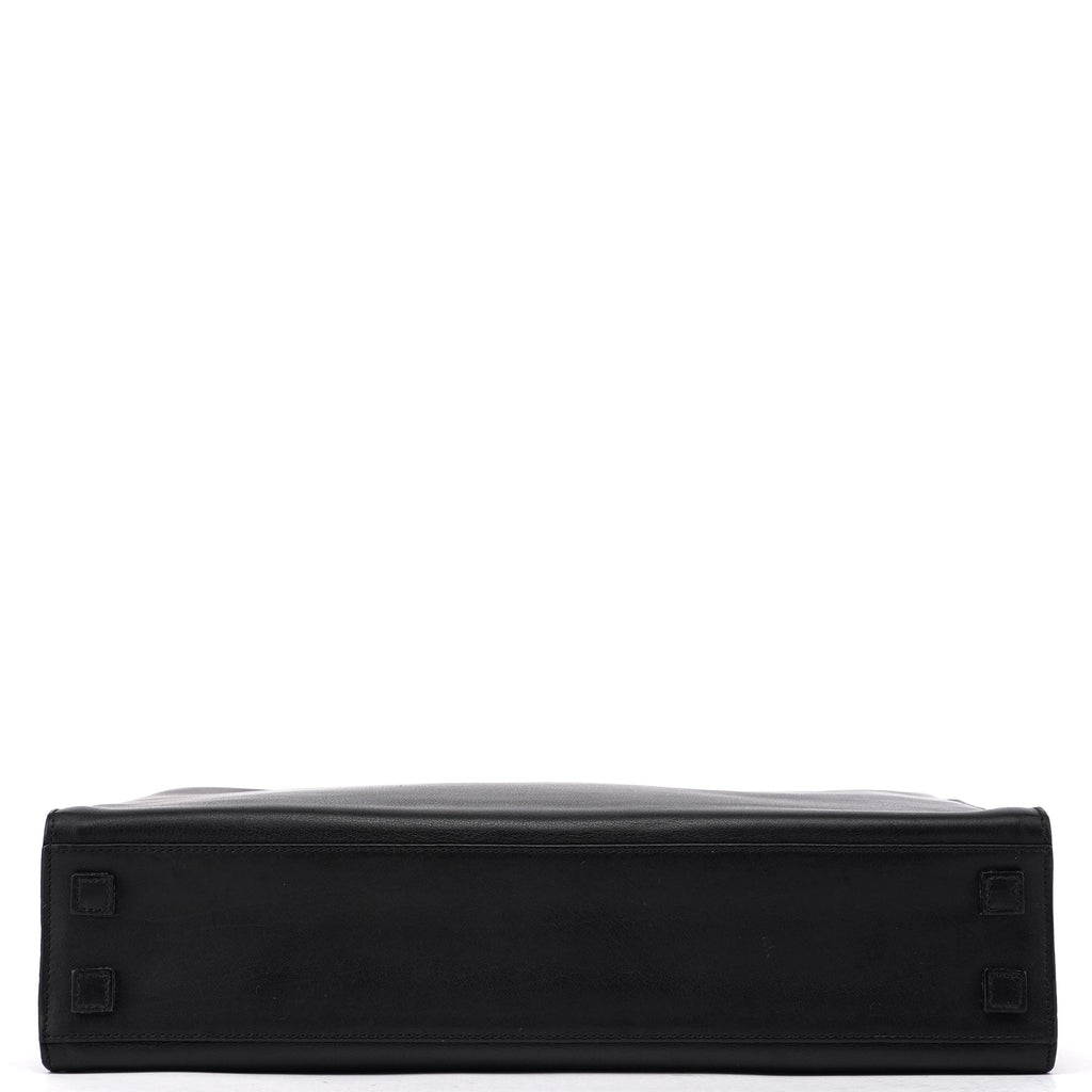 002 1033 Black Leather Bamboo 2-Way Tote Bag