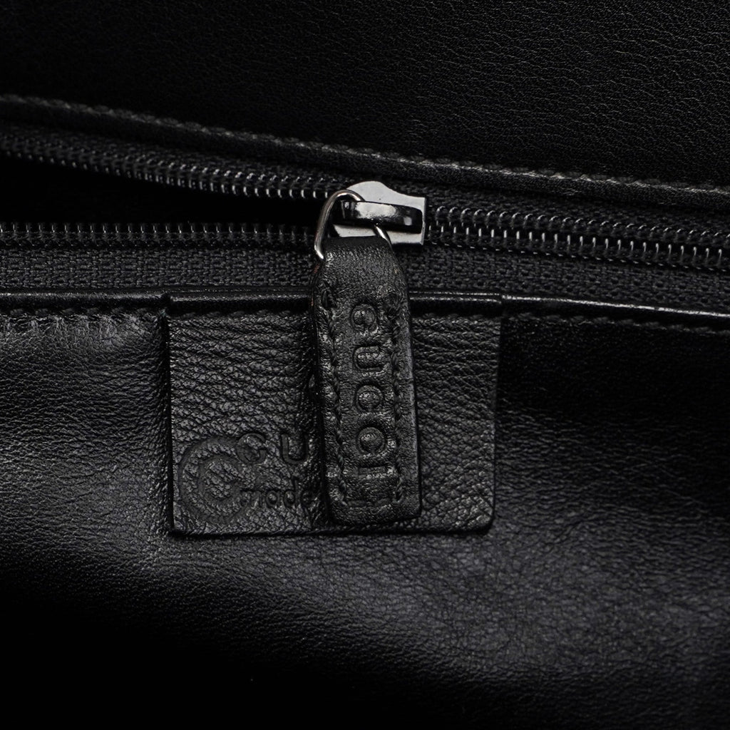 002 1033 Black Leather Bamboo 2-Way Tote Bag