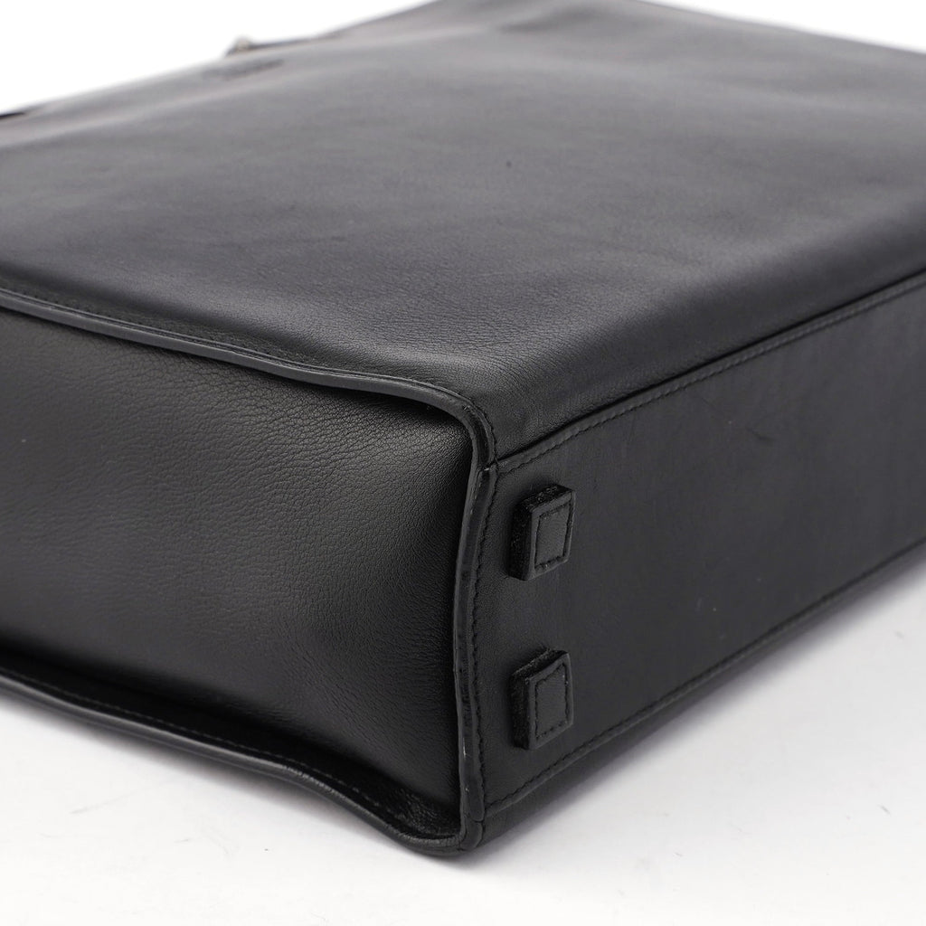 002 1033 Black Leather Bamboo 2-Way Tote Bag