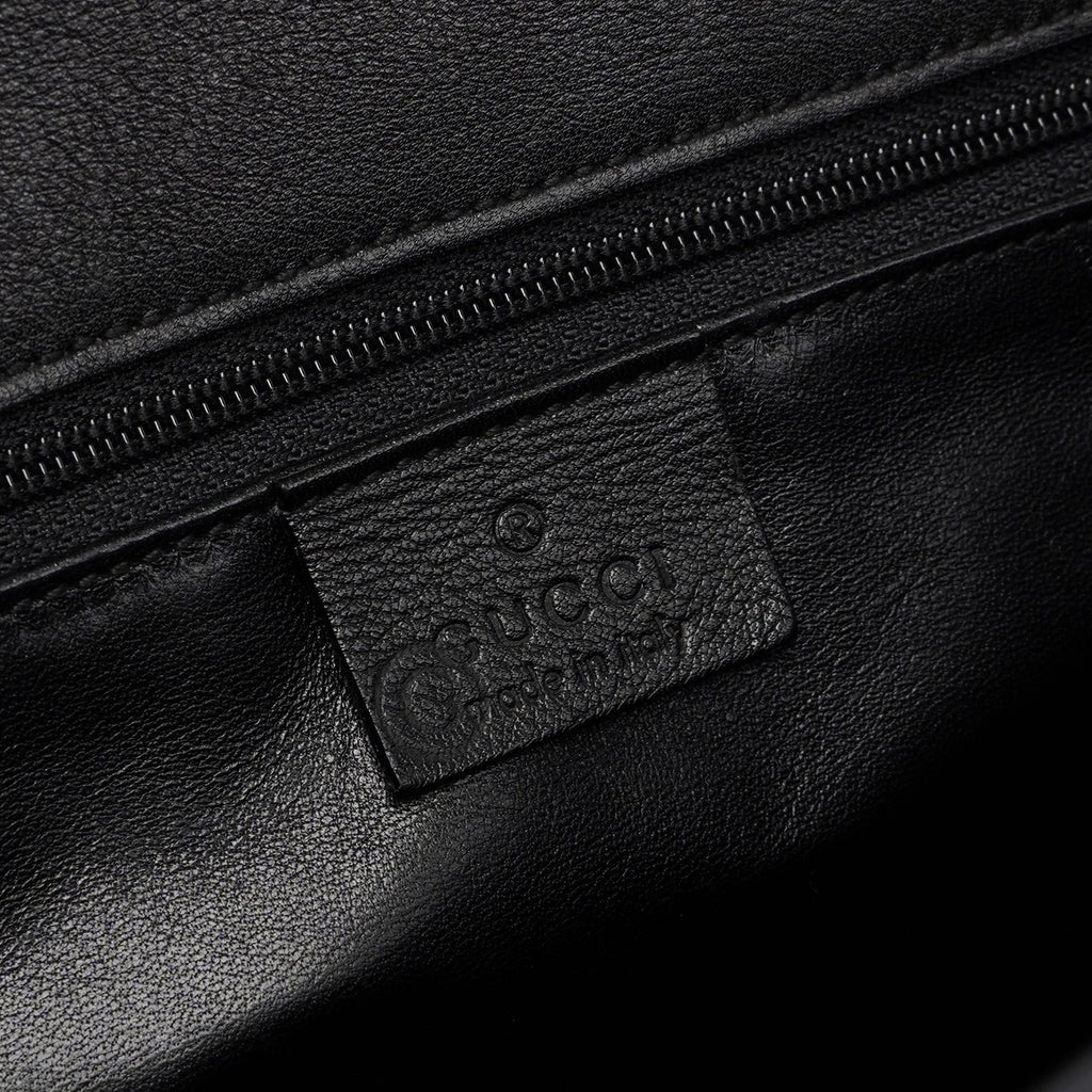 002 1033 Black Leather Bamboo 2-Way Tote Bag