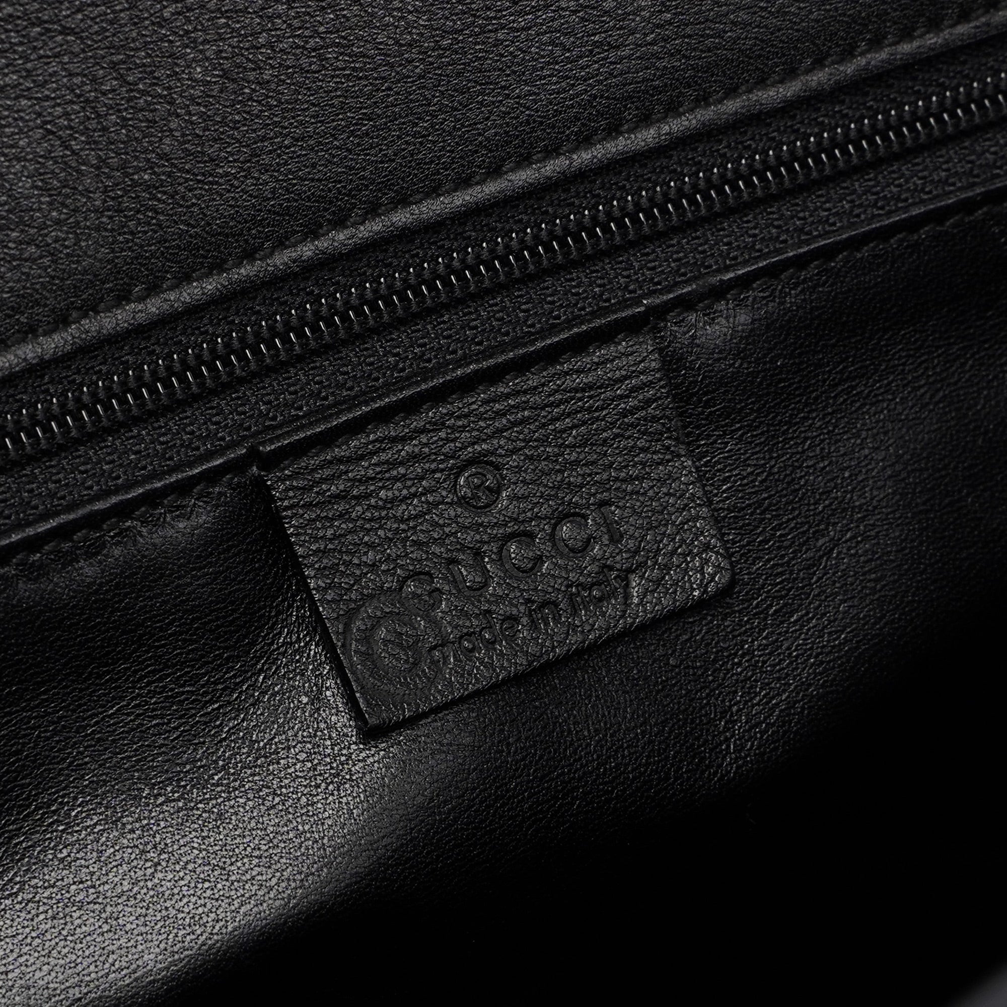 002 1033 Black Leather Bamboo 2-Way Tote Bag