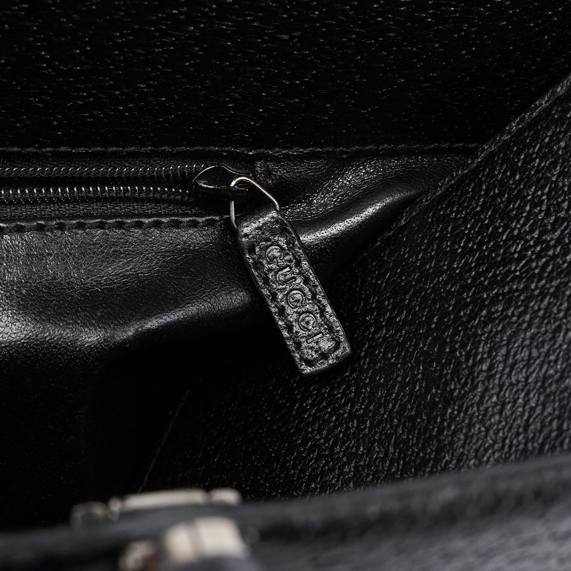 002 1034 Black Leather Bamboo 2-Way Tote Bag