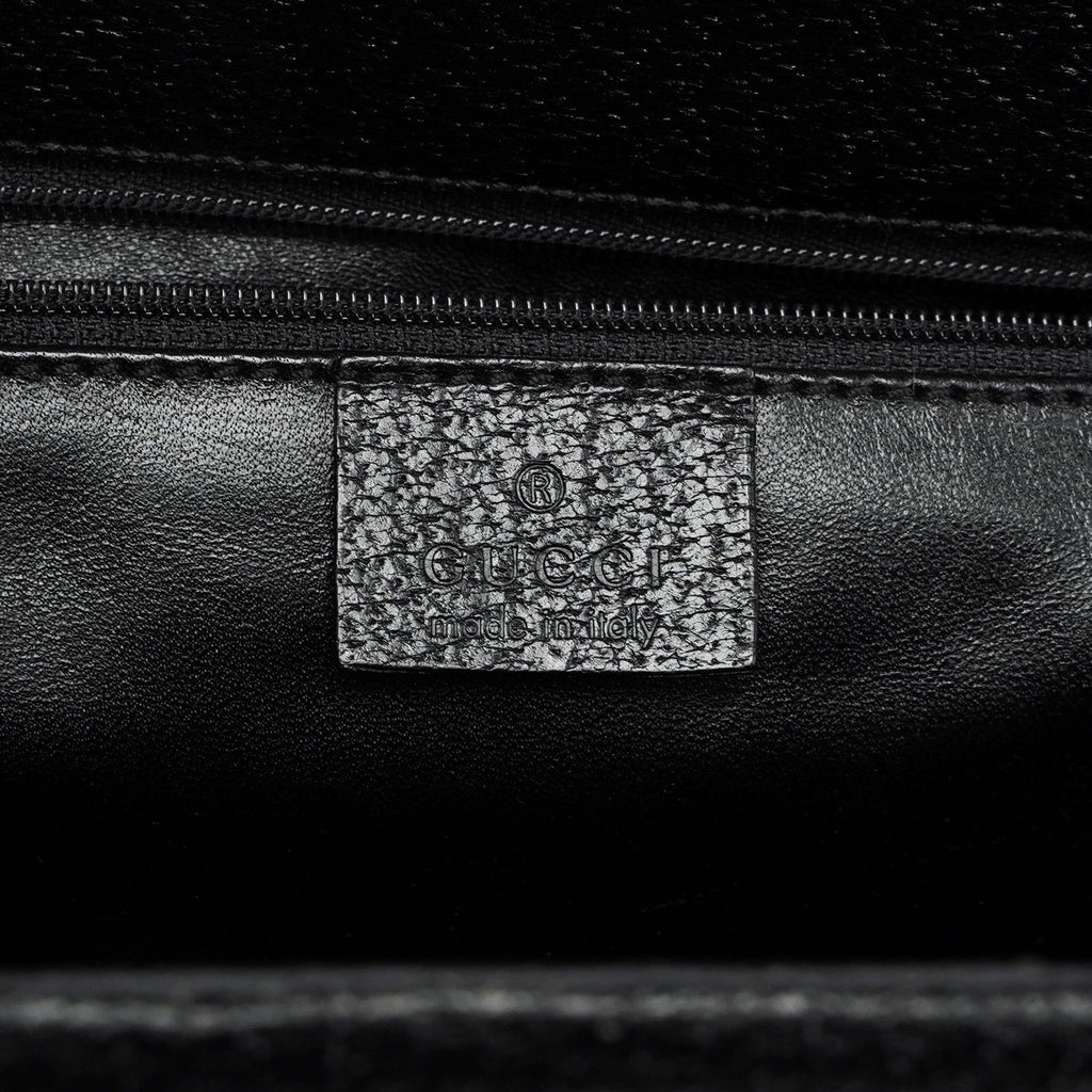 002 1034 Black Leather Bamboo 2-Way Tote Bag