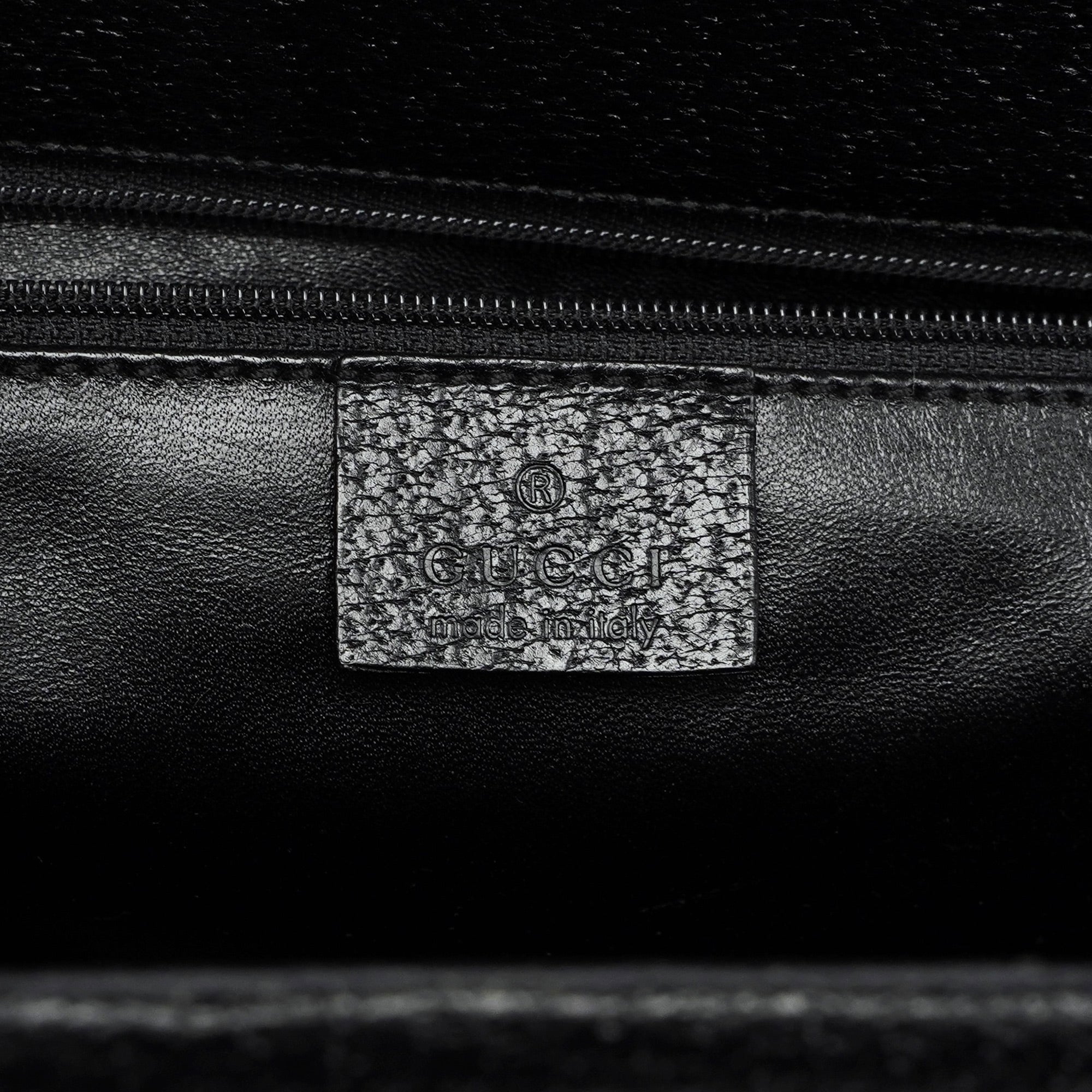 002 1034 Black Leather Bamboo 2-Way Tote Bag