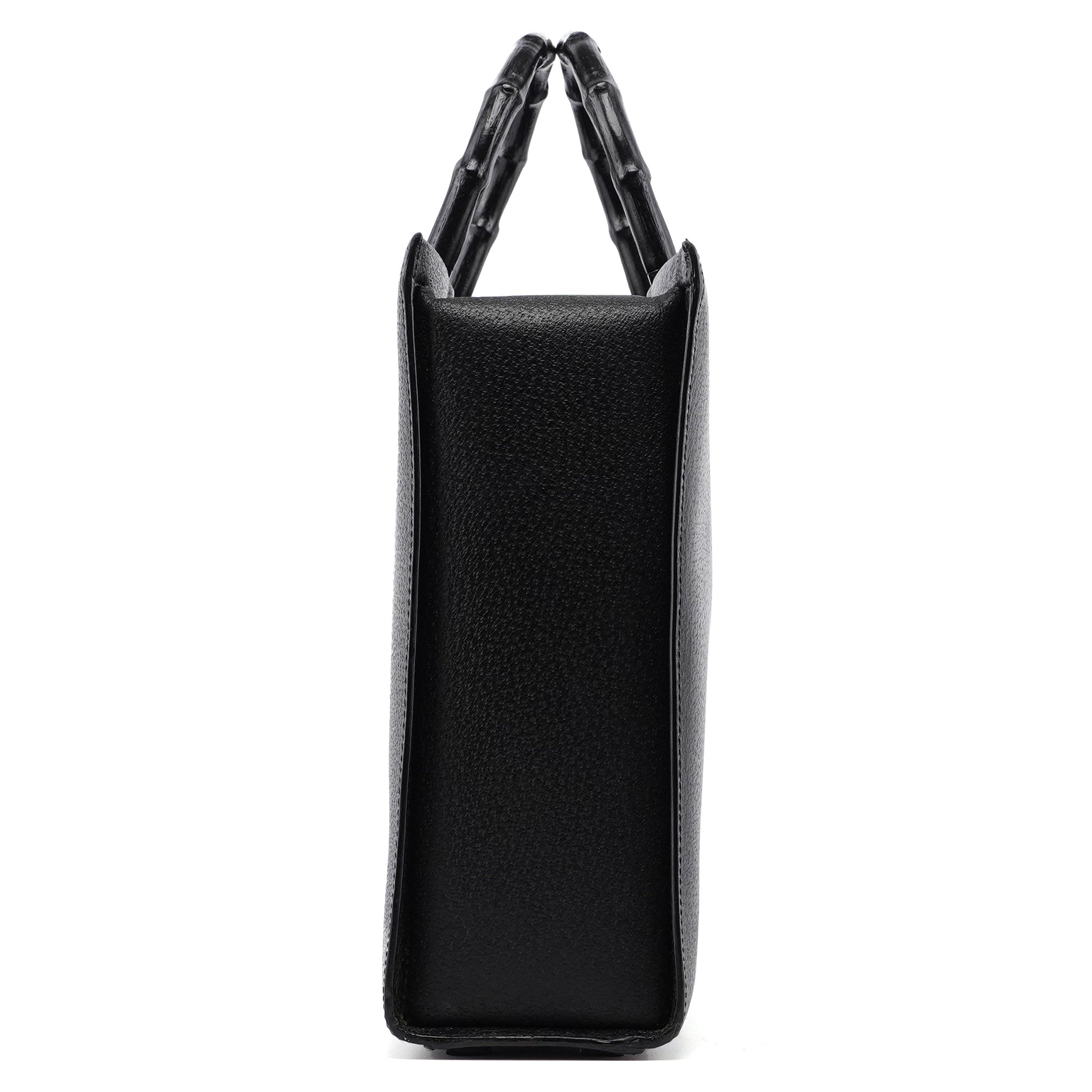 002 1034 Black Leather Bamboo 2-Way Tote Bag