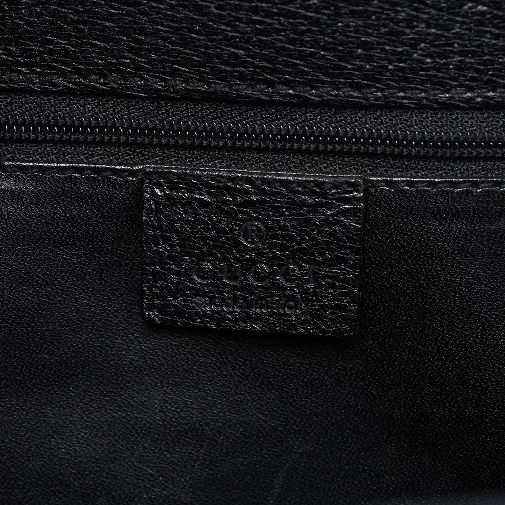 002 1034 Black Leather Bamboo 2-Way Tote Bag