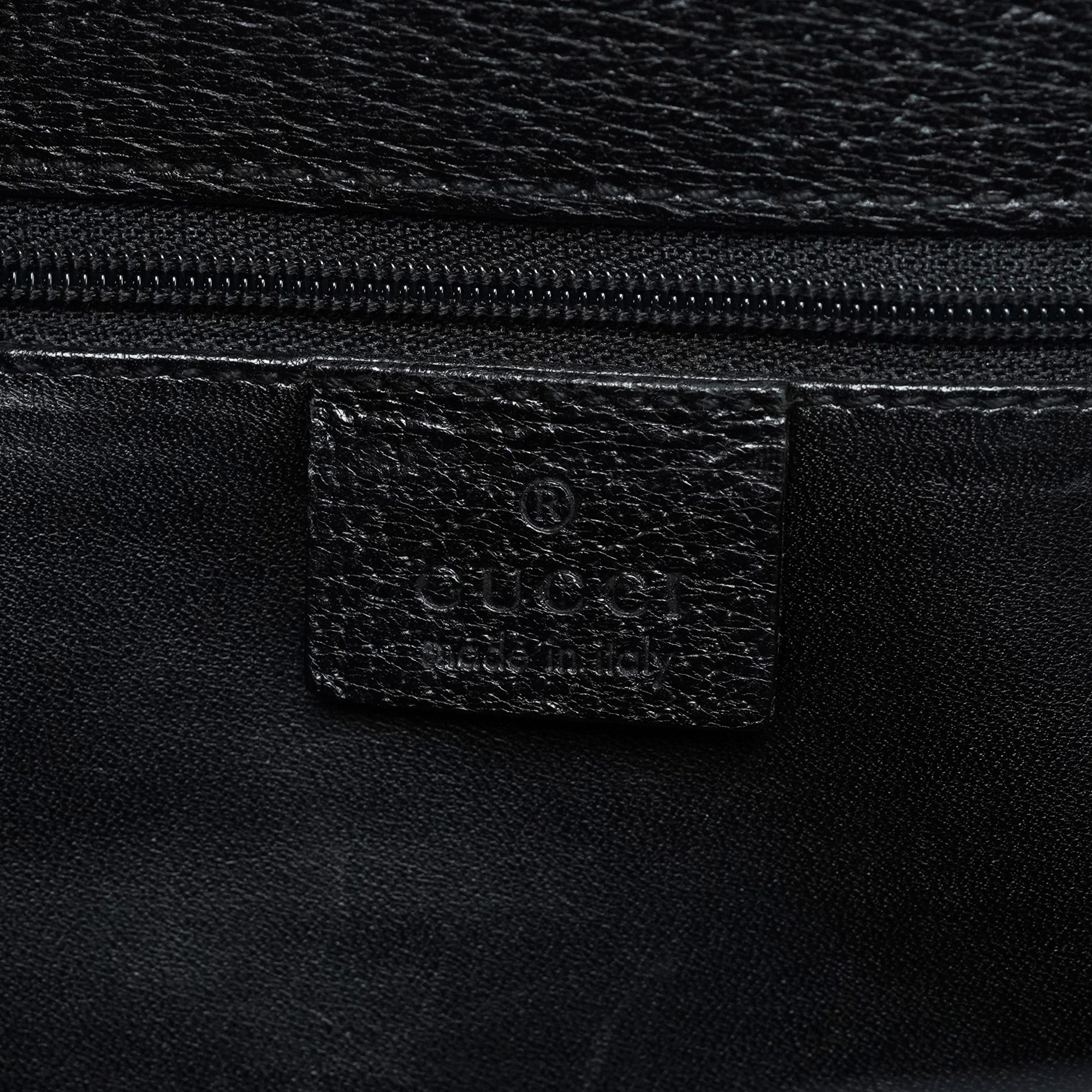 002 1034 Black Leather Bamboo 2-Way Tote Bag