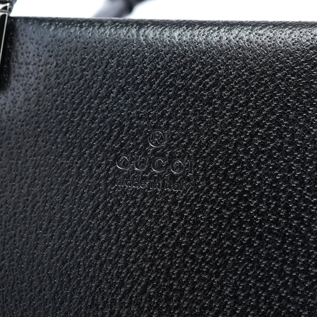 002 1034 Black Leather Bamboo 2-Way Tote Bag