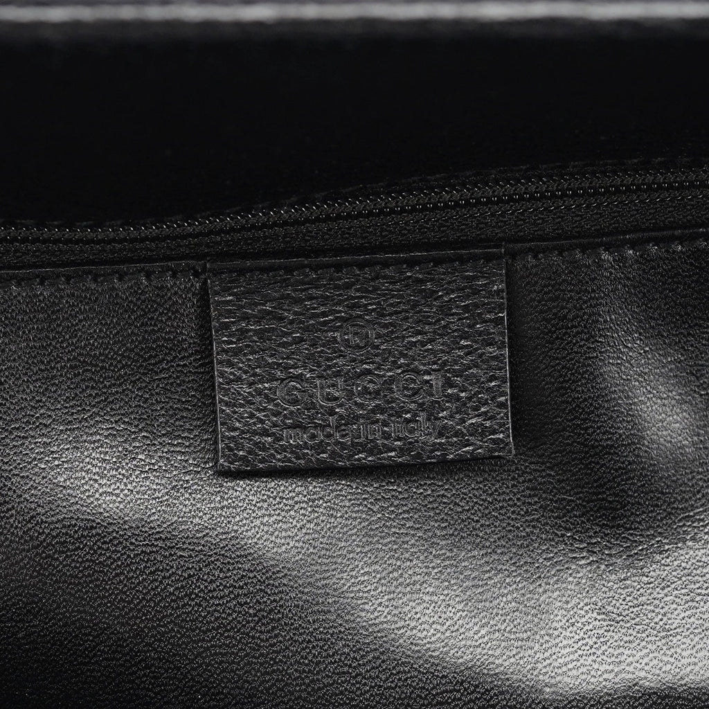 002 1034 Black Leather Bamboo Tote Bag