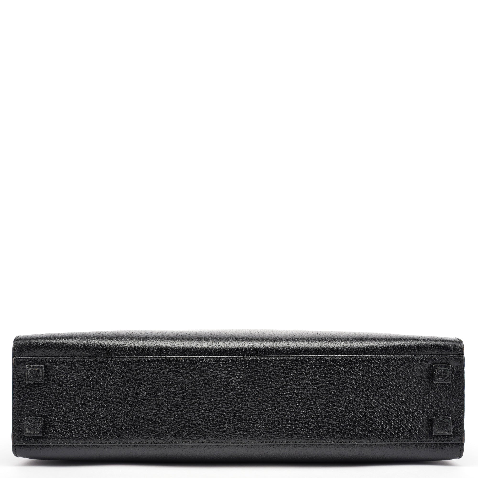 002 1034 Black Leather Bamboo Tote Bag