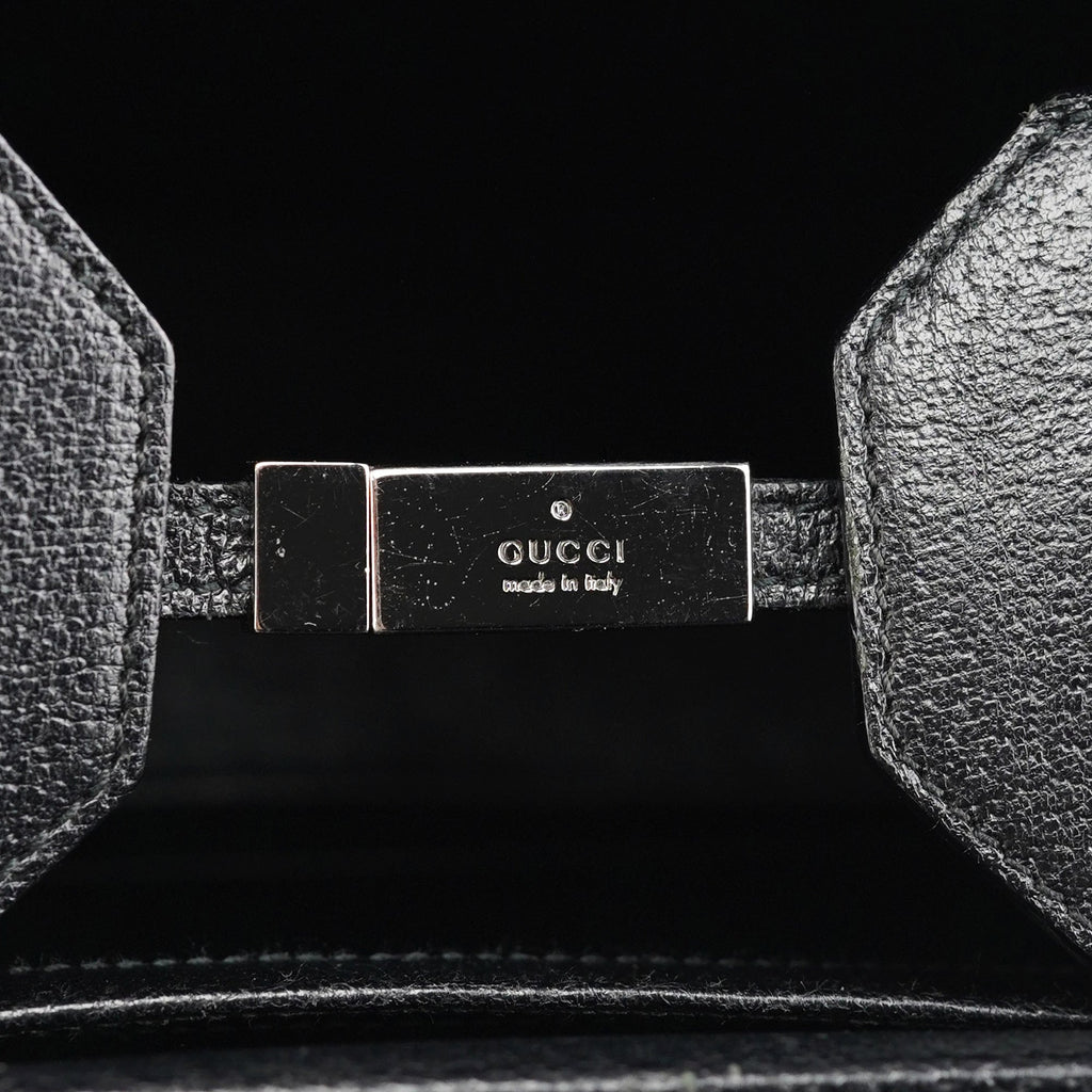 002 1034 Black Leather Bamboo Tote Bag