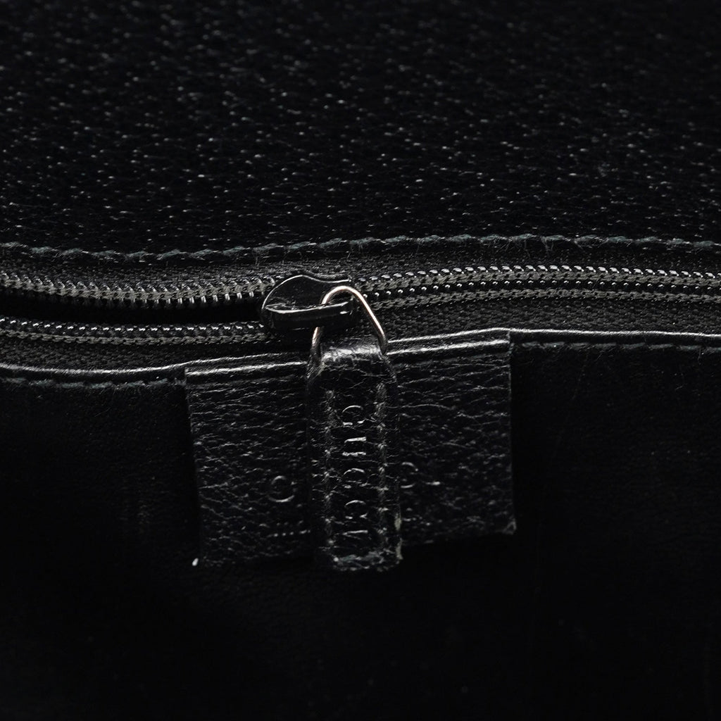 002 1034 Black Leather Bamboo Tote Bag