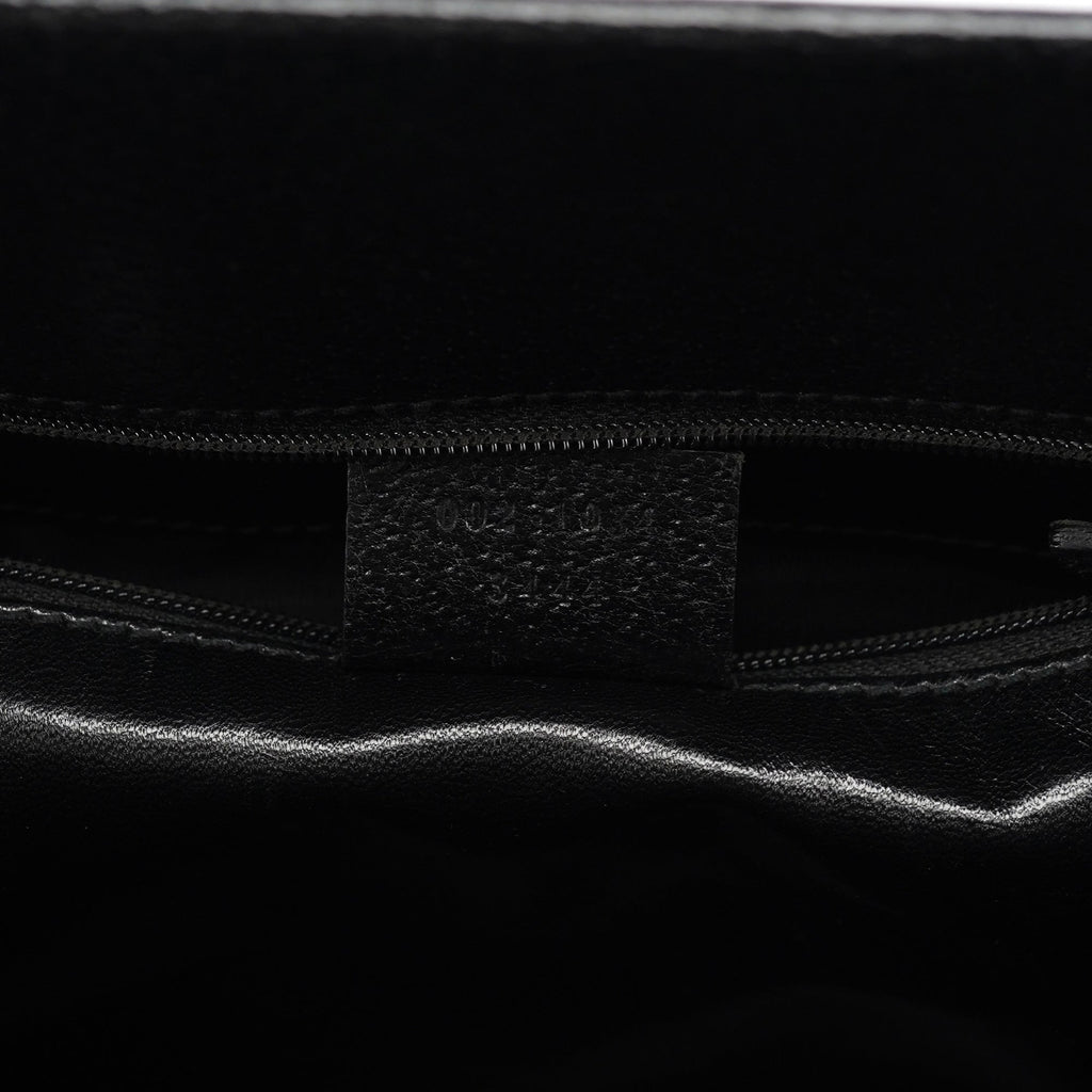 002 1034 Black Leather Bamboo Tote Bag