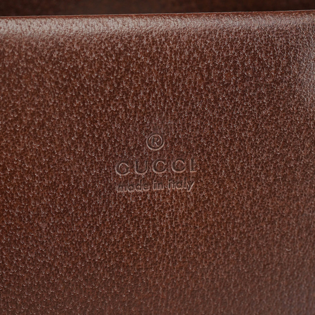 002 1034 Brown Leather Bamboo 2-Way Tote Bag