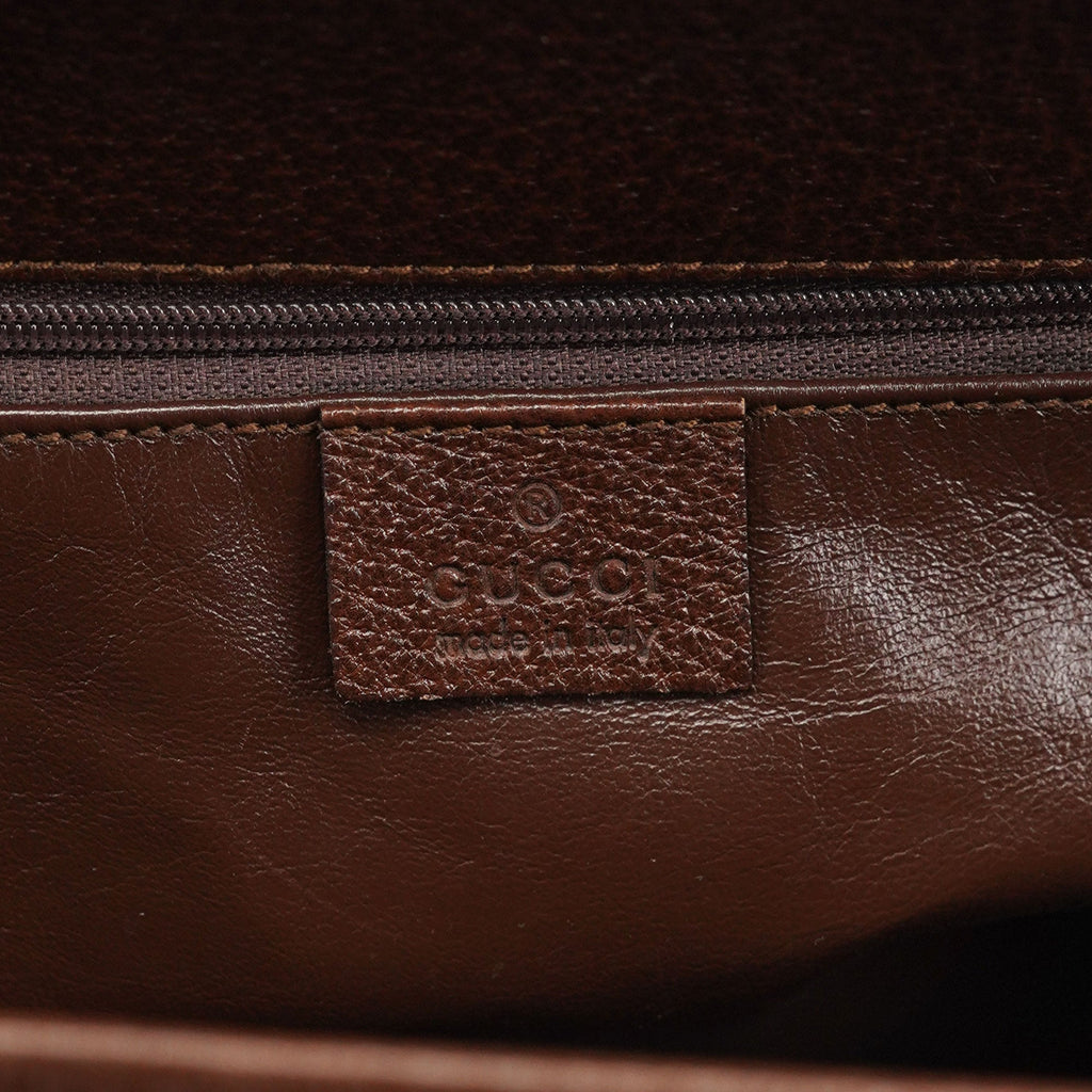 002 1034 Brown Leather Bamboo 2-Way Tote Bag
