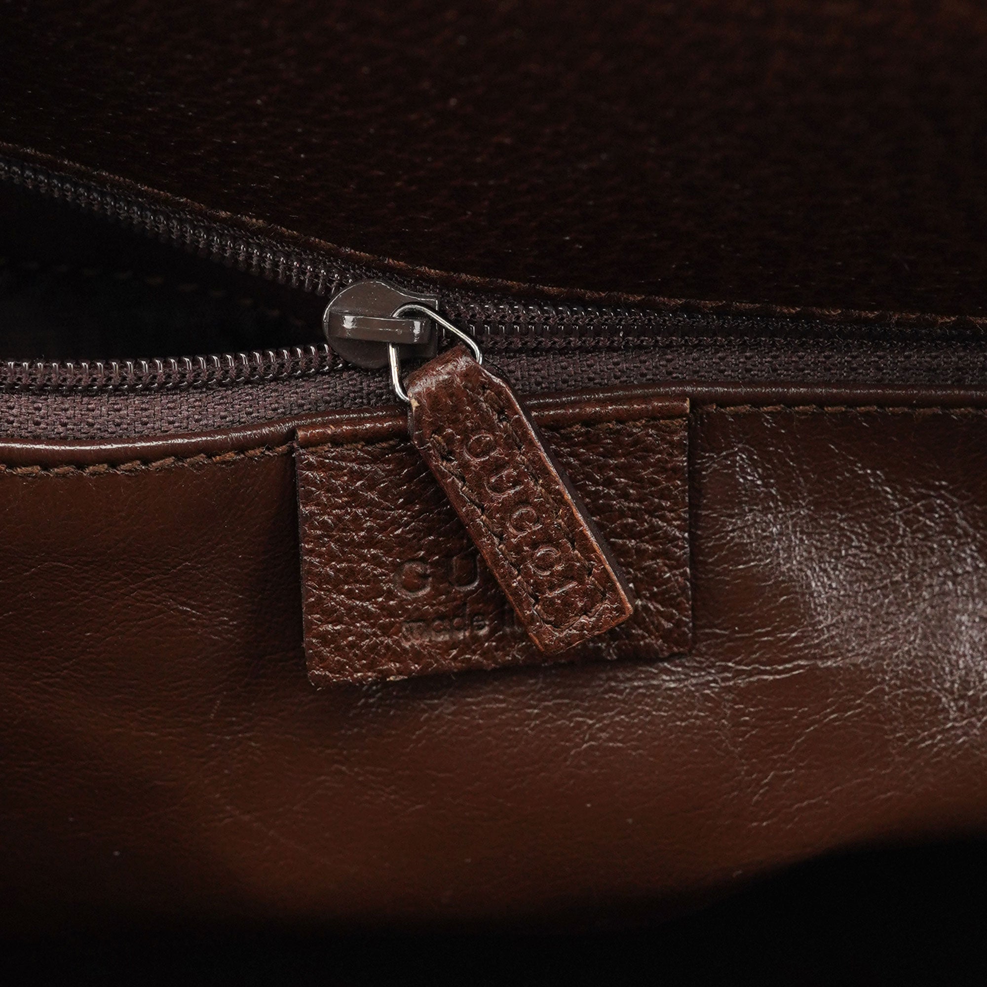 002 1034 Brown Leather Bamboo 2-Way Tote Bag