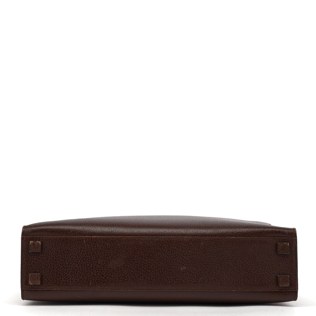 002 1034 Brown Leather Bamboo 2-Way Tote Bag