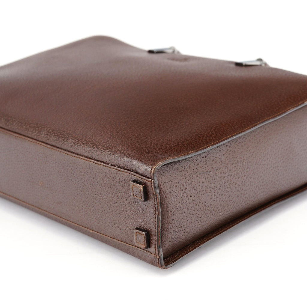 002 1034 Brown Leather Bamboo 2-Way Tote Bag