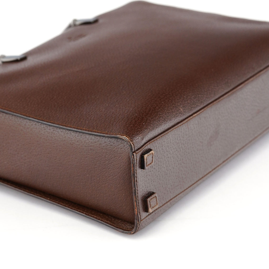 002 1034 Brown Leather Bamboo 2-Way Tote Bag